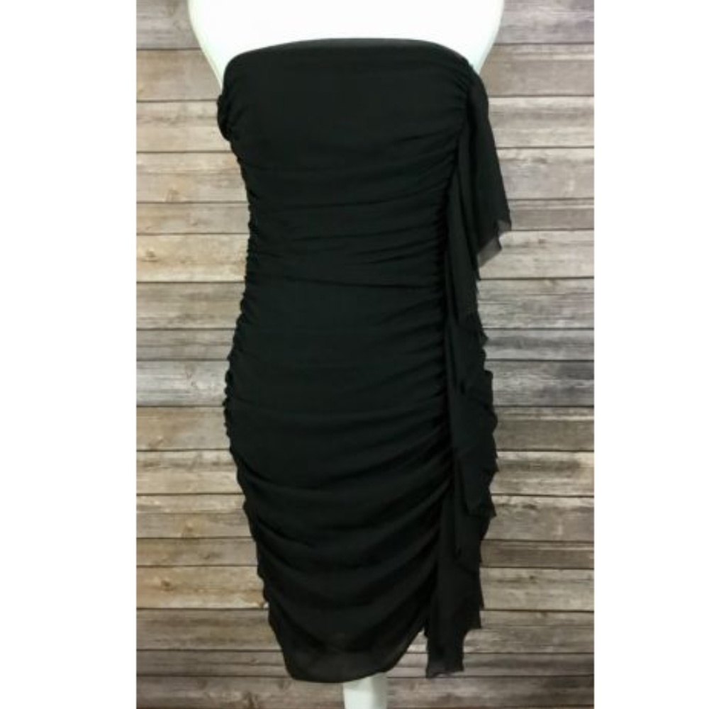 Express Womens Strapless Ruched Ruffle Dress O4